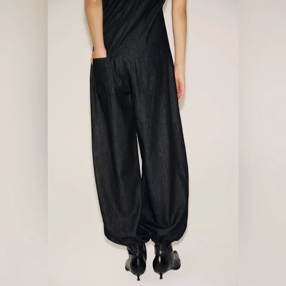 ZARA STRAPLESS DENIM BALLOON JUMPSUIT TRF - Picture 5 of 8